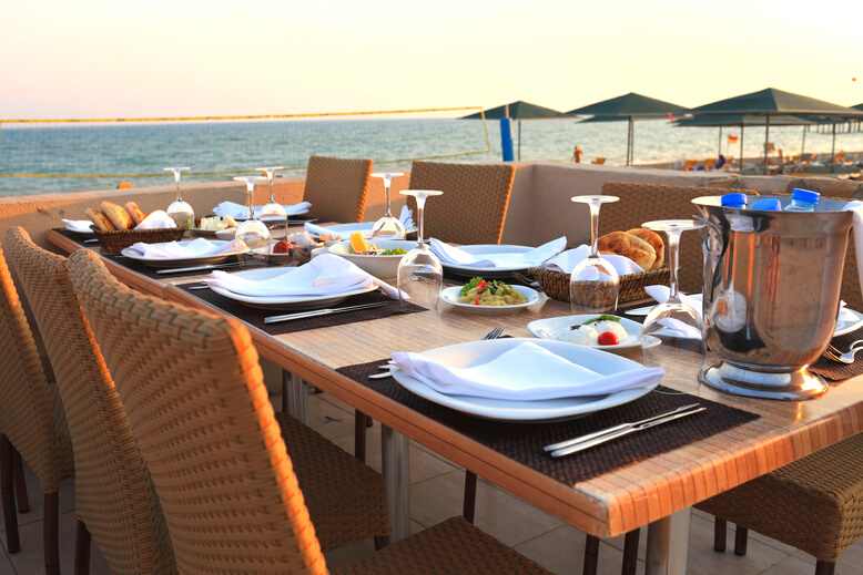 Dining table at sunset